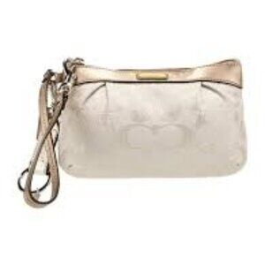 Coach 1941 Canvas Clutch - Metallic Champagne Monogram Wristlet